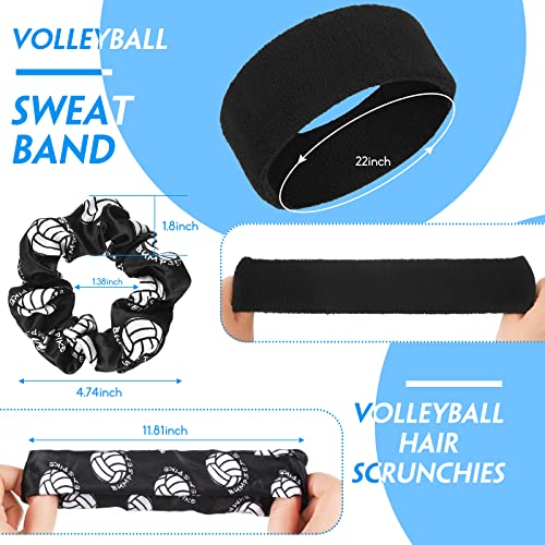 Vabean 8 Pcs Volleyball Accessories,Include Volleyball Arm Sleeves Knee Pads Sport Hair Scrunchies Sweat Band Drawstring B...