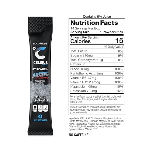 CELSIUS HYDRATION™ Arctic Cherry, Sugar Free Electrolyte Hydration Drink Mix (Pack of 14)