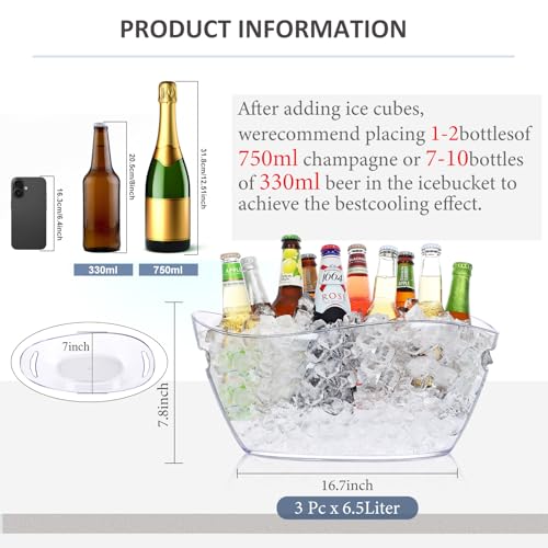 Ice Bucket, Acrylic Ice Bucket for Parties, Mimosa Bar Supplies, Beverage Tub for Champagne Beer, Sparkling, Wine, Cocktai...
