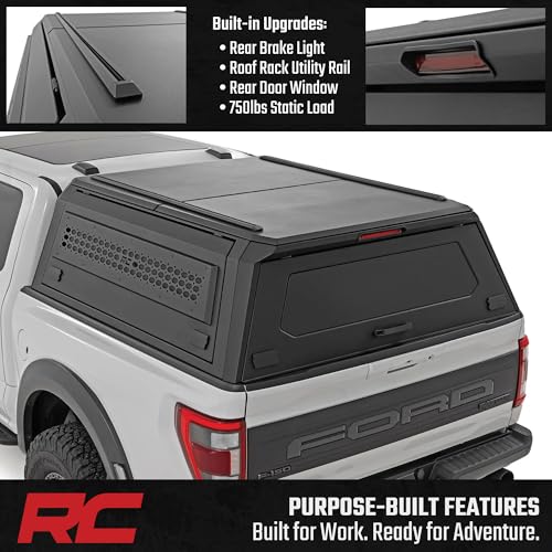 Rough Country Truck Bed Cap Topper for Ford F-150 (2021-2026) 5'7 Bed - Modular Design, Locking Gullwing Access Doors, Mol...