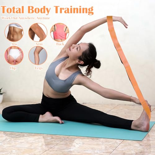 Stretch Straps with 12 Loops, Non Elastic Yoga Straps with Door Buckle for Leg Stretching, Yoga Stretching Band for Physic...
