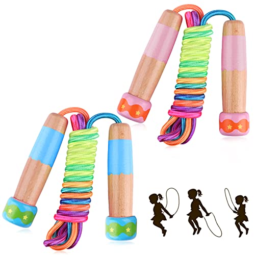 Jump Rope for Kids, Lorvain Adjustable Skipping Rope, Kids Jump Ropes with Wooden Handle for Girls Boys, Weighted Jumping ...
