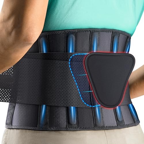 FEATOL Breathable Back Brace with Lumbar Pad for Women & Men, Support Belt for Lower Back Pain Relief for Herniated Disc, ...