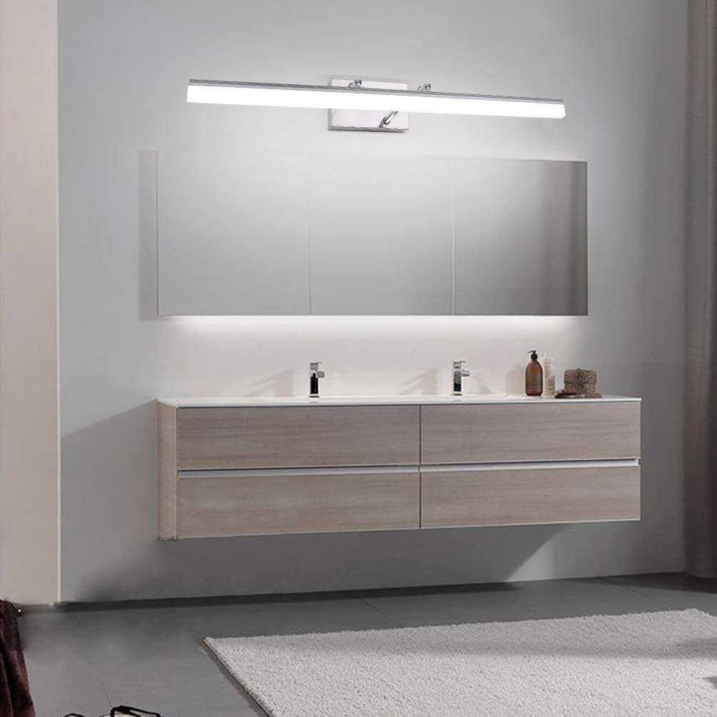 Aipsun 31.5 Led Vanity Light Fixture, Chrome Stainless Steel, Adjustable Bathroom Lighting, Model Ca-6480-80Cm, 5500K