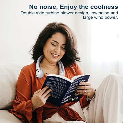 CIVPOWER Neck Fan: Portable Personal Neck Cooling Rechargeable Bladeless Fan - Hands Free 3 Speed 4000 mAh Battery USB Ope...