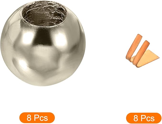 MECCANIXITY Pull Cord Tassels Window Blind Extender Chain Drop Knobs Ball Pull Ends Silver Tone, for Curtain Blinds Shades Light Ceiling Fan Switch, Pack of 8