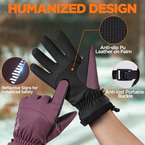 rivmount Winter Waterproof Ski Snow Warm Gloves for Women Men, Windproof Cold Weather Thermal with Touchscreen Fingers, fo...