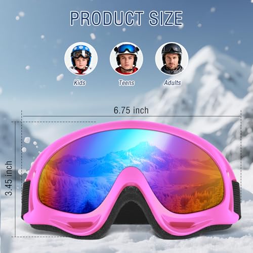 OXG Ski Snowboard Goggles for Men Women, UV Protection Ski Snow Goggles for Kids Youth Adult
