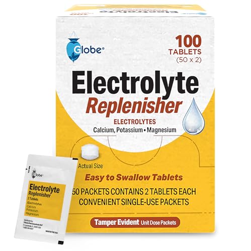 Globe Electrolyte Replacement Tablets for Rehydration, Exercise Recovery, Youth & Adult Athletes, Hiking, Camping, & Sport...