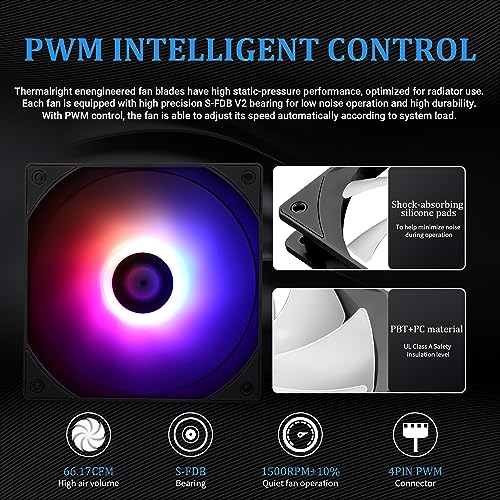 Thermalright Aqua Elite 360 V3 Water Cooling CPU Cooler, 3 PWM ARGB Fans with S-FDB Bearings,Efficient PWM Controlled Pum...