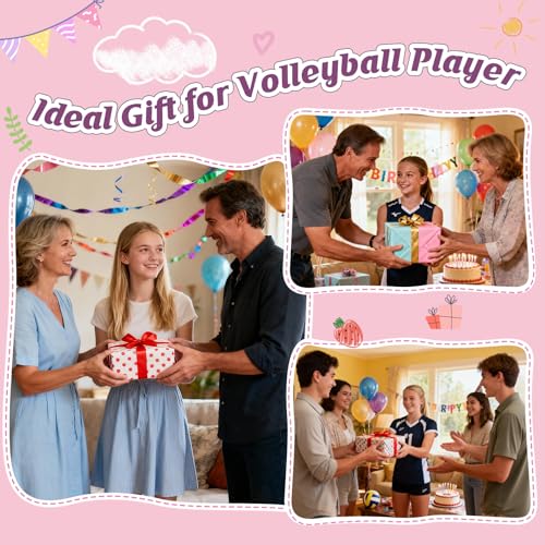 Weming Volleyball Gift for Teen Girls – Mini Crochet Volleyball Plush with Pun Card, Pink Purple Valentine or Birthday Pre...