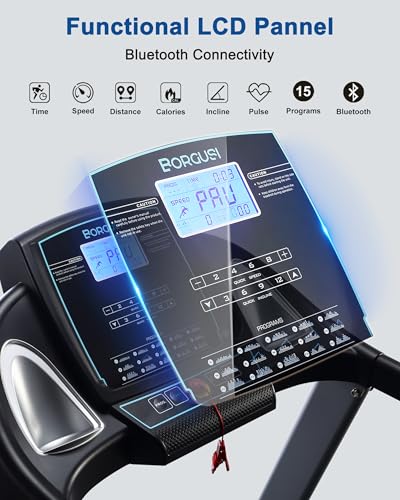 Treadmill with Auto Incline, BORGUSI Heavy Duty Treadmill for Home, Wide Belt