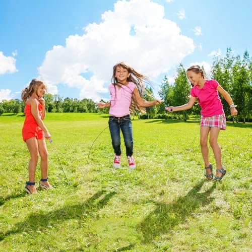 Jump Rope for Kids-Adjustable Cotton Braided Skipping Rope with Wooden Handle for Toddler Fitness Workout Exercise Outdoor...