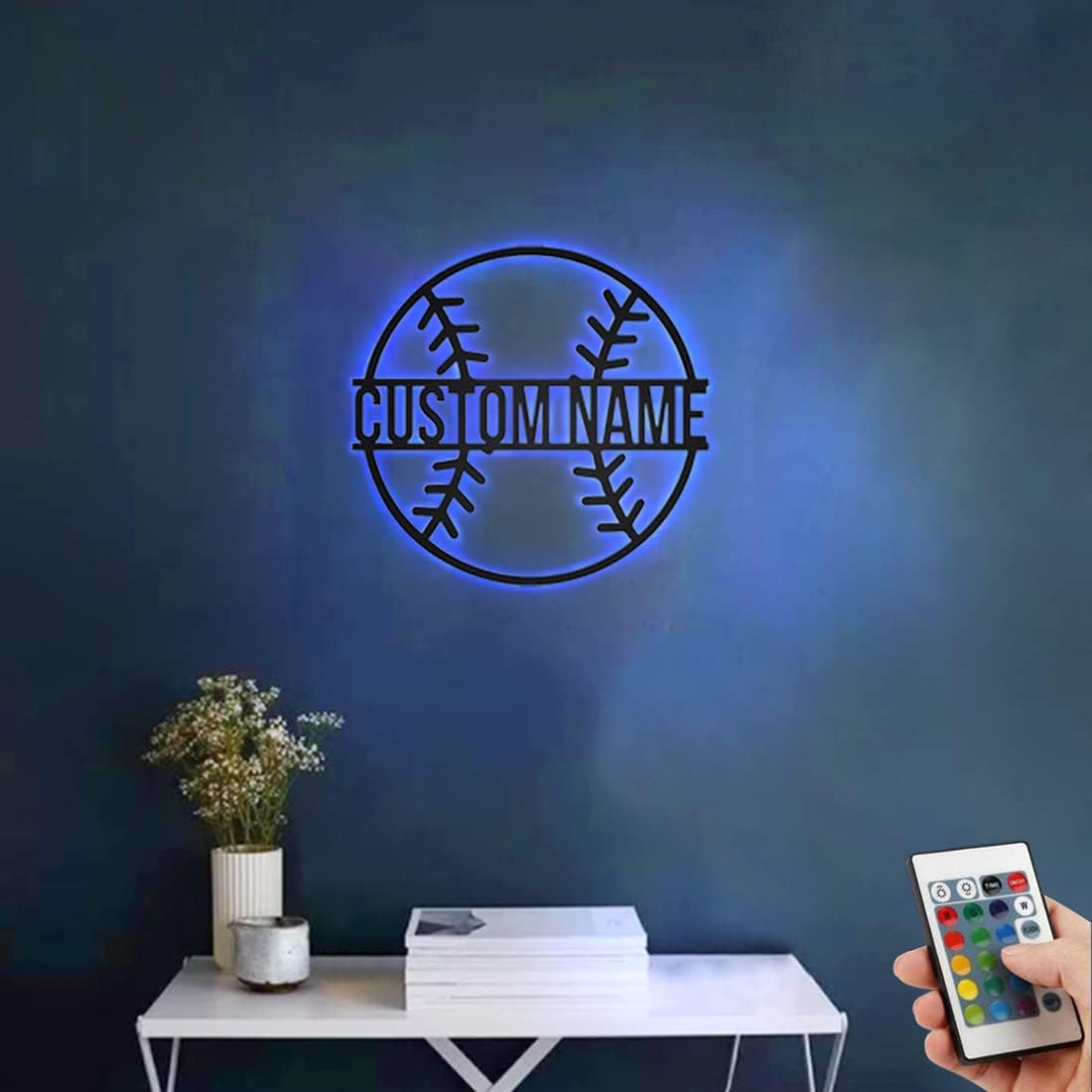 Personalized Name 7 Colors Baseball lamp Custom Baseball Wall Art Night Light LED Name Sign Gift for Men Baseball Lover