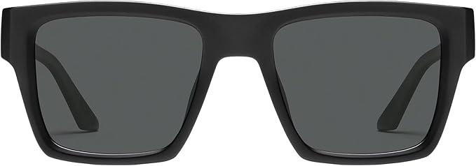 Quay - Sunglasses for Men, Square Lenses with UV Protection (Fast Lane, Matte Black Smoke Polarized)