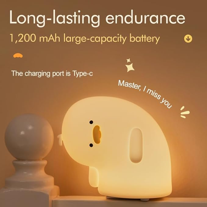 Cute Duck Lamp, Fun LED Squishy Animal Night Light - Chicken/Pig/Rabbit/Panda Options, Toddler Baby Nursery Touch Kawaii Light for Kids, Room/House Decor