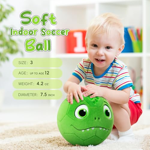 VangeBow Silent Indoor Soccer Balls for Toddlers 1-3, Inflatable Soft Plush Baby Toddler Soccer Ball Toys Gifts for Kid 3-...