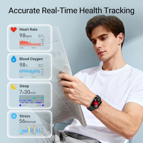 Fitpolo Smart Watch, 1.85" AMOLED Fitness Tracker with Bluetooth Call, Heart Rate/Sleep/SPO₂ Monitor, 100+ Sports Modes, 3...