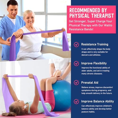 WALITO Resistance Bands for Working Out, Exercise Bands for Women and Men, Workout Bands for Physical Therapy, Stretch, Re...
