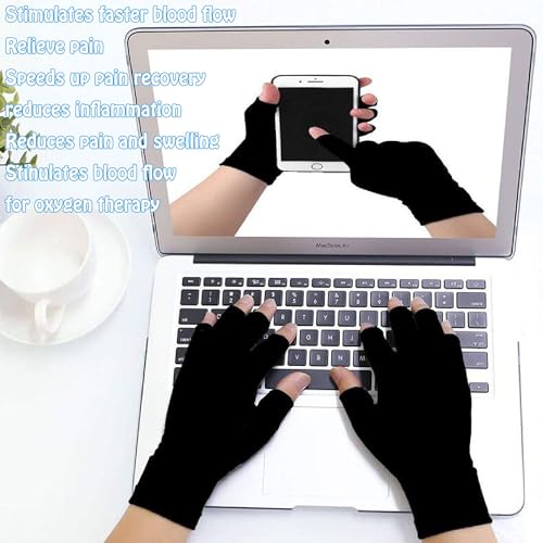 Utaly Fingerless Recovery Gloves Stretchy Hands Office Unisex Half Finger Joint Support Gloves