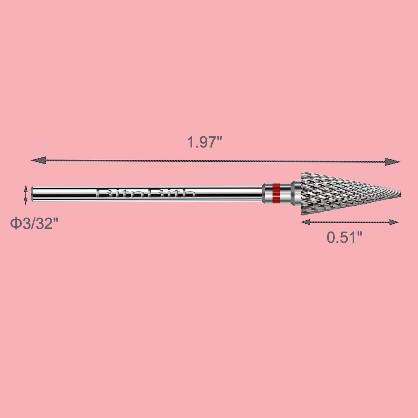 BITNBITH 3pcs Nail Drill Bits Safety 3/32   Professional Acrylic Nail Carbide Tapered Nib Bit for Cuticle Dead Skin Remover,Mult