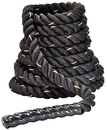 Fitvids Battle Rope 1.5Inch 2 Inch Diameter Poly Dacron 30 FT – 40 FT – 1.5-Inch, 30FT – Black