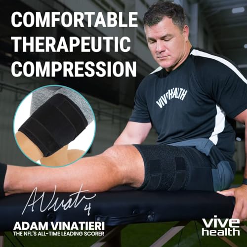Vive Thigh Brace - Hamstring Quad Wrap - Adjustable Compression Sleeve Support for Pulled Groin Muscle, Sprains, Quadrice...