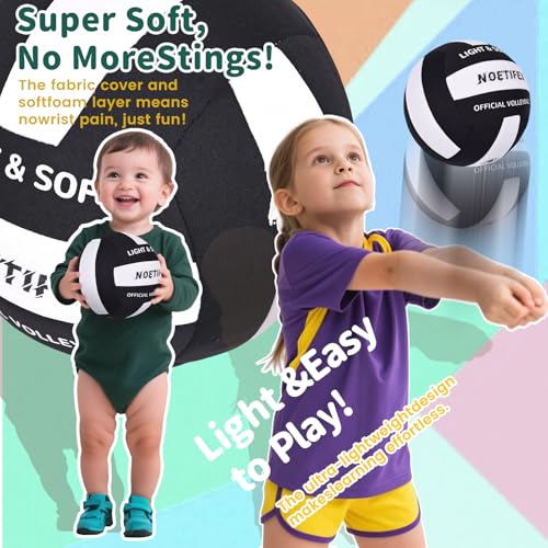 Noetifex Soft Volleyball-Super Soft Fabric Light Volleyball for Indoor Practice Safe and Quiet Kids Youth Beginners House ...