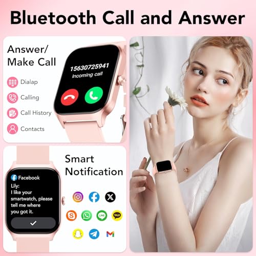 Smart Watch for Men Women, 1.85" HD Fitness Tracker with Bluetooth Calls/AI Voice Control, IP68 Waterproof, 115+Sports Mod...