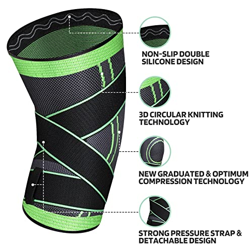 ZJMQJ Knee Brace with Straps for Women/Men, Knee Compression Sleeve for Knee Pain, Arthritis, ACL, PCL, Meniscus Tear, Joi...
