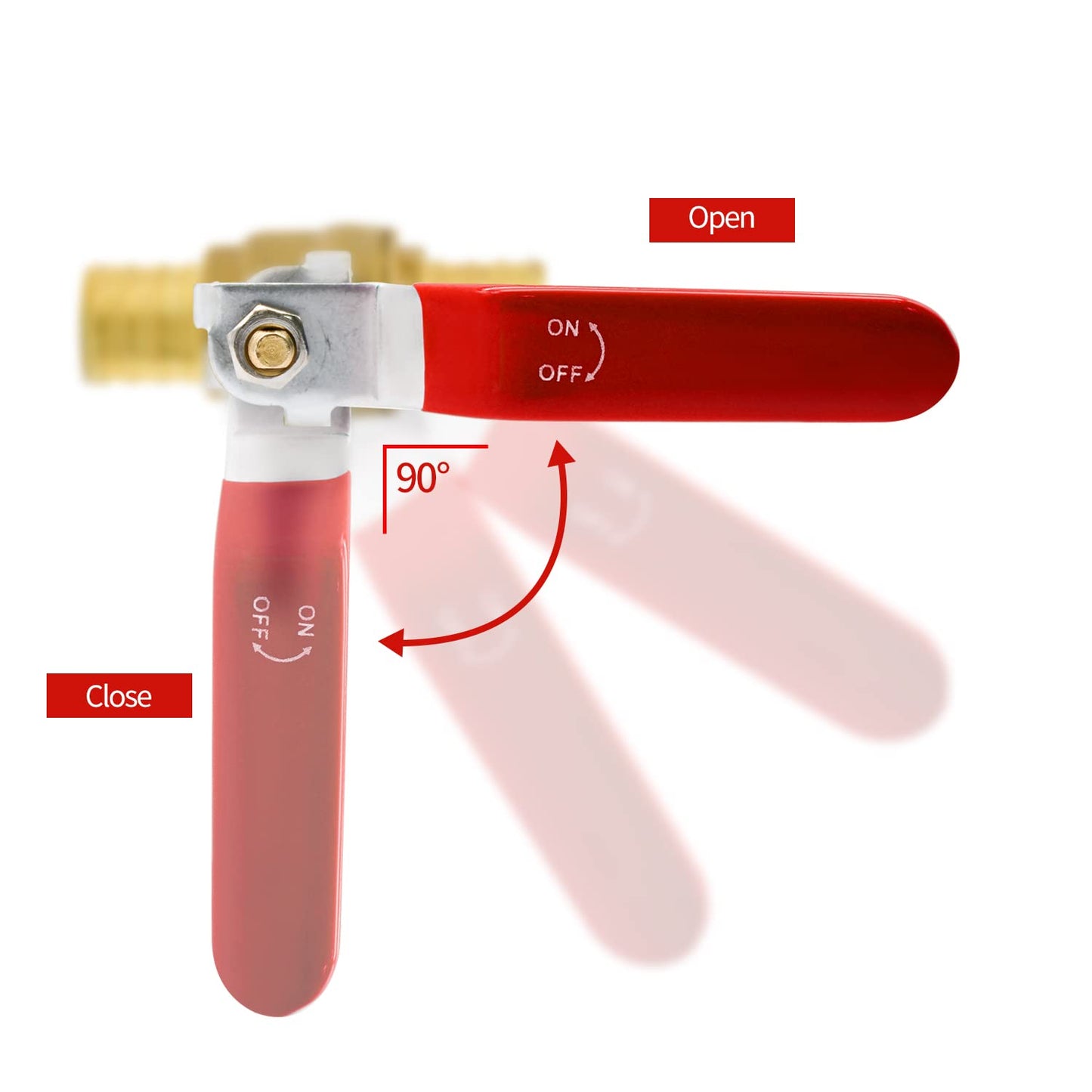 10pcs PEX Ball Valves, 3/4" PEX Brass Full Port Shut Off Ball Valve, Full Port Shut-off Ball Valve, Quarter Turn HOT (RED) COLD (BLUE) of Water Stop Shut off