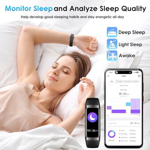 VUHIGIB Fitness Tracker, 24/7 Heart Rate Blood Oxygen Blood Pressure Body Temp Monitor Sleep Calorie Tracker with 1.1" AMO...