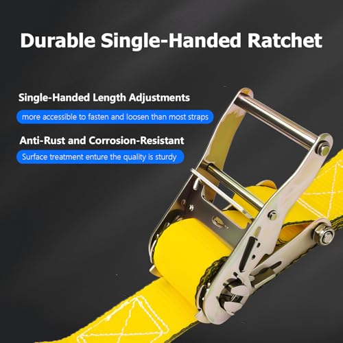 E Track Ratchet Straps 2" x 16'(18 Pack), E Track Straps 4400 lbs Load Straps for Trucks, Semi Trailers, Box Truck