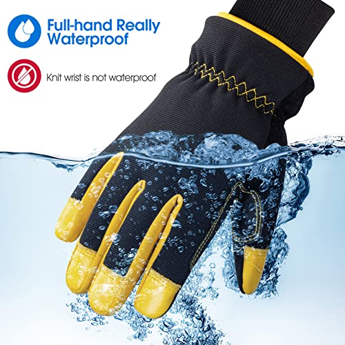 HODUP Insulated Synthetic Leather Winter Work Gloves - 3M Thinsulate, Fleece-Lined, Water-Resistant