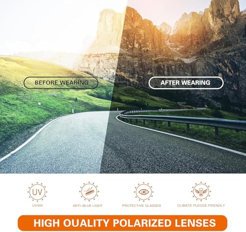 suoso Sports Polarized Sunglasses for Men: Womens UV400 Protection Sun Glasses Wrap Around Goggles for Fishing Driving TR90
