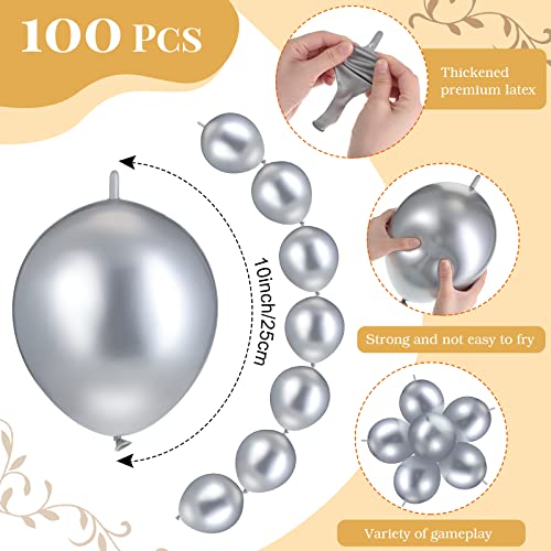Meanplan 100 Pcs Link Balloon Quick Linking Latex Connected Balloons Linkable for Halloween Thanksgiving Day Carnival Wedd...