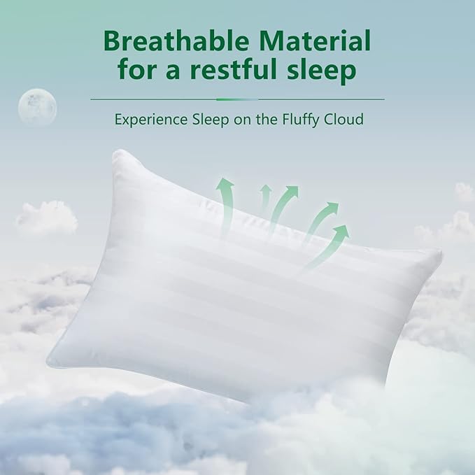 COZSINOOR Queen Size Bed Pillows for Sleeping - Premium Down Alternative Pillows Set of 2 for Side, Back, Stomach Sleepers - Hotel Quality Fluffy Soft Microfiber Fill Breathable Skin-Friendly Cover