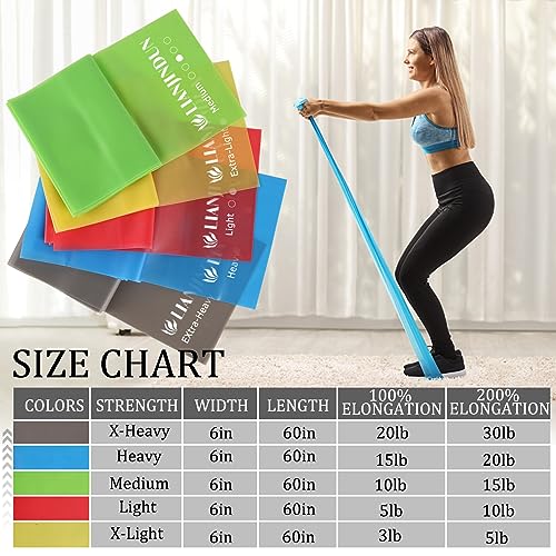 Professional 5 Pcs Long Resistance Bands and 5 Pcs Loop Bands. Latex-Free, Work Out Bands, Stretch Bands for Working Out W...