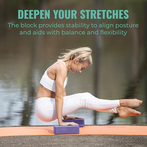 Upward Fit 3" Yoga Block, 10 Pack Bulk EVA Foam Yoga Blocks, Firm and Supportive Yoga Brick, Balance Foam for Stretching, ...