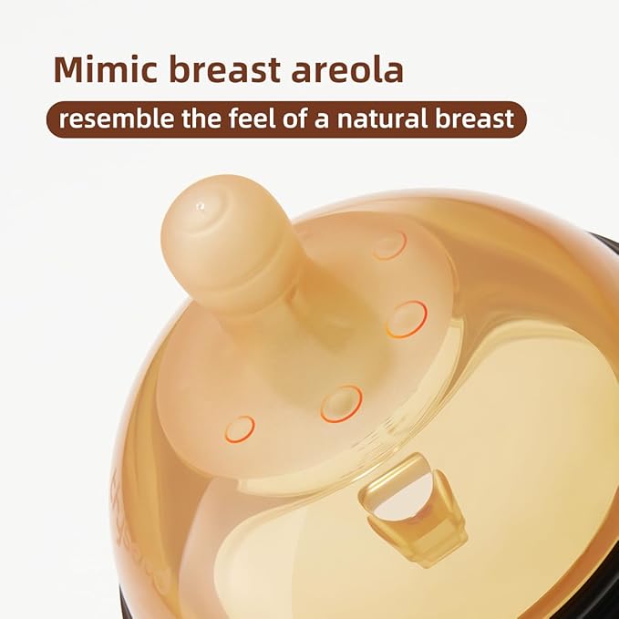 Thyseed PPSU Natural Breast-Like Bottle with Nipple(10 Months+),10oz，2pack