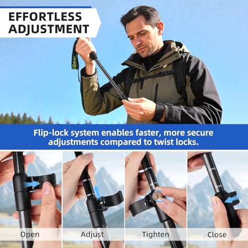aiGear Carbon Fiber Trekking Poles, Ultra Strong Lightweight Collapsible Hiking Poles with Cork Grips Quick Flip Locks & A...