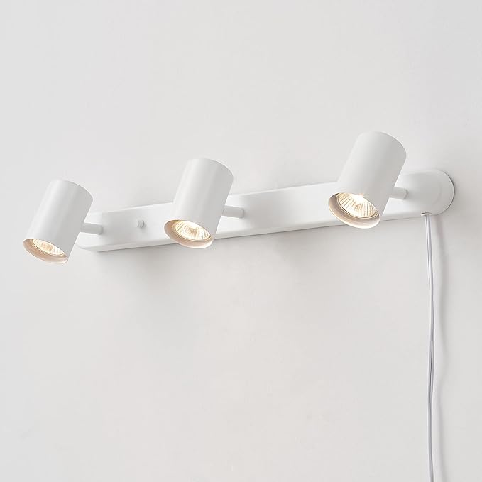 Globe Electric 60024 22" 3-Light Plug-in Track Lighting, Matte White, 15 Foot Cord, in-Line On/Off Rocker Switch, Kitchen, Bathroom, Home Essentials, Ceiling Light, Dorm, Dining Room, Hallway