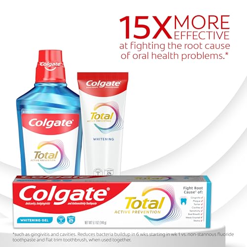 Colgate Total Active Prevention Whitening Gel Toothpaste with Fluoride, Bulk with Clinically Proven Formula That Fights Pl...