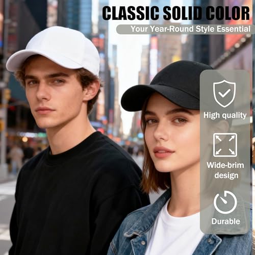 Mytephoon 2 Pack Cotton Plain Baseball Caps for Men Women, Adjustable Soft Blank Hat, Gift for Dad Mom Husband Wife