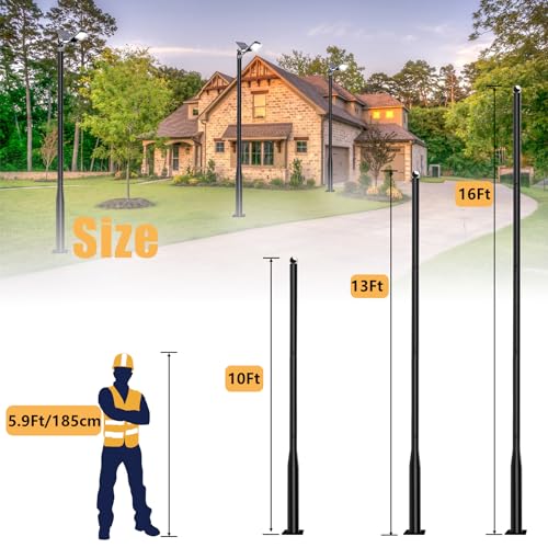 YuLuoXiang 13Ft Tall Street Light Pole for Outside, Galvanized Steel Solar Street Lamp Post Perfect for Outdoor Lights Ext...