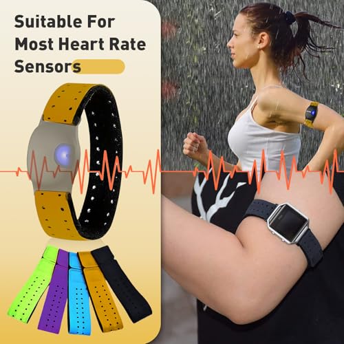 5pcs Replacement Heart Rate Monitor Bands, 0.8x13.8in 5 Colors Soft Heart Rate Strap Adjustable Armband Strap Heart Rate M...