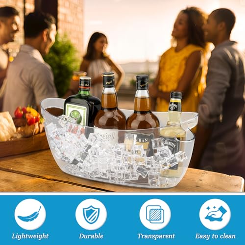 2Pcs Clear Ice Buckets for Parties, 5.5L Acrylic Champagne Bucket with Scoop, Mimosa Bar Supplies, Plastic Tub for Drinks,...