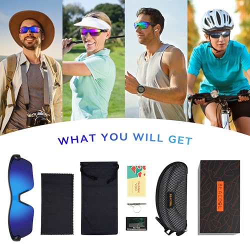 BEACOOL Polarized Sports Sunglasses for Men Women Youth Baseball Cycling Running Fishing Golf Motorcycle TAC Glasses UV400