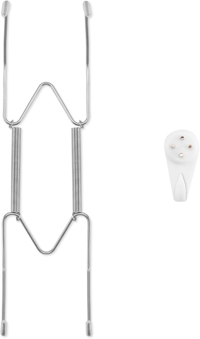 Bilillo Plate Hangers for The Wall, Suitable for 8-10 inch Decorative Plate, Stainless Steel Invisible Heavy Duty Wire Plate Holder with Wall Hooks, Plate Hangers for Displaying Plates, Silver