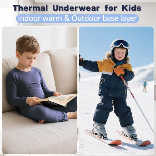 American Trends Kids Thermal Underwear Set Ultra Soft Kids Long Johns Sets Toddler Base Layer for Boys Girls